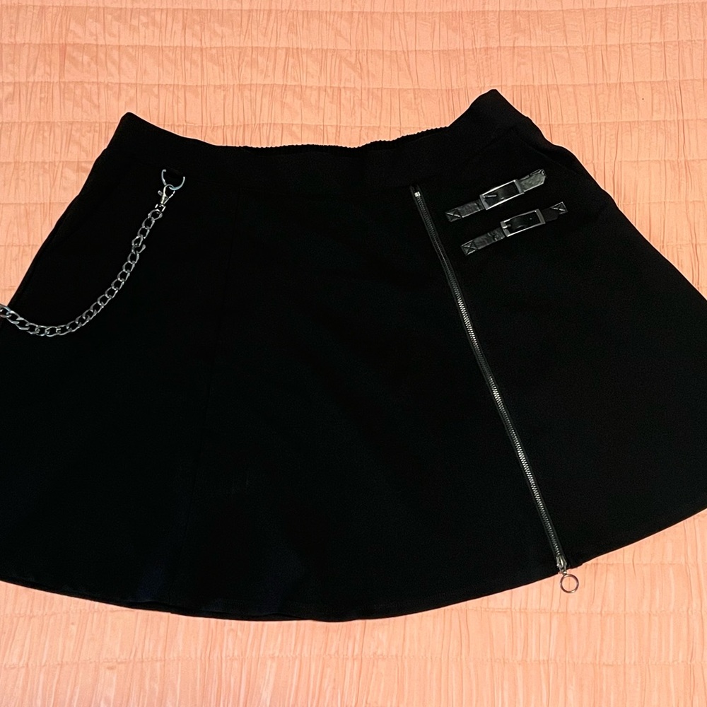 Torrid Black Mini Skirt with Zipper and Chain